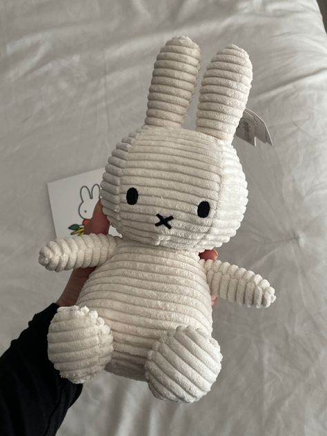 off white sitting miffy corduroy plush from miffytown Plushies Room, Miffy Plush, Girly Christmas Gifts, Unorganized Idea, Coquette Bows, Soft Pink Theme, Cute Stuffed Animals, Birthday Wishlist, Cute Toys