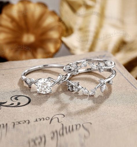 Love is a journey. Start yours with a beautiful wedding ring set from Amazon. Vine Wedding Ring, Enhancer Ring, Pretty Engagement Rings, Dream Wedding Ring, Twig Engagement Ring, Moissanite Engagement Ring Set, Leaf Engagement Ring, Cute Engagement Rings, Future Engagement Rings