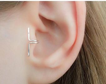 Tragus Cuff, Tragus Ear Cuff, Elf Ear Cuff, Ear Piercings Tragus, Cartilage Jewelry, Silver Ear Cuff, Helix Earrings, Tragus Earrings, Simple Bracelets