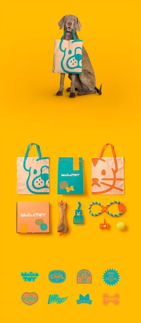 Mascotoy Branding by Pedro Arbeláez Pet Food Branding Design, Pet Store Branding, Pet Brand Identity, Dog Cafe Logo, Dog Food Branding, Petshop Design Pet Store, Pet Packaging Design, Pet Branding Design, Petshop Design