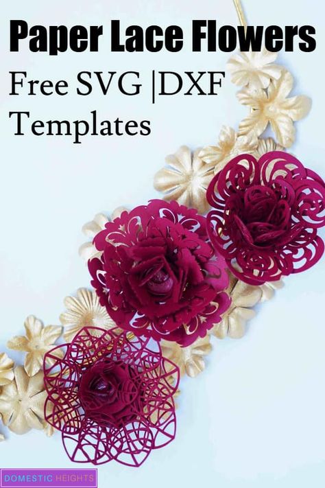 Lace Flowers Tutorial, Fleurs Diy, Leaf Template, Paper Flower Template, Paper Lace, Handmade Flowers Paper, Paper Flowers Craft, Paper Flower Tutorial, Cricut Free