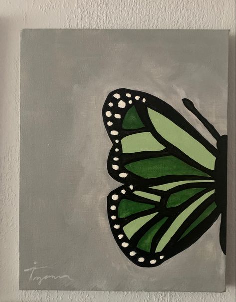 Canvas Art Ideas Easy Canvas Art Butterfly, Mini Canvas Butterfly Painting, Half Butterfly Painting On Canvas, Black Canvas Butterfly Painting, Green Butterfly Painting On Canvas, Fly Drawing, Diy Canvas Art Painting, Diy Canvas, Diy Canvas Art