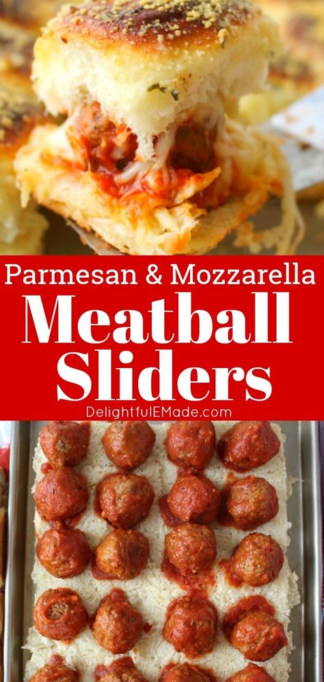 Meatball Sliders Recipes, Sliders Recipes Hawaiian Rolls, Slider Recipe, Easy Slider Recipes, Cheesy Meatballs, Meatball Sliders, Mozzarella Stuffed Meatballs, Slider Sandwiches, Cheesy Garlic Bread