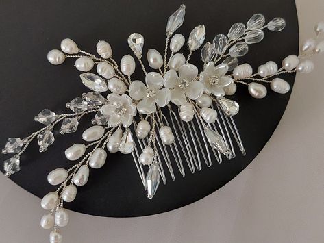 Hair Comb Jewelry, Hair Decoration Accessories, Hair Ornaments Wedding, Crystal Comb, Bridal Hair Combs Pearl, Headpiece Diy, Pearl Hair Combs, Floral Hair Combs, Bridal Hair Jewelry