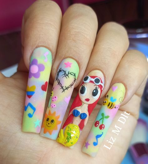 Karol g nails Karol G Nail Inspiration, Karol G Concert Nails Ideas, Karol G Acrylic Nails, Karol G Nail Ideas, Karol G Concert Nails, Karol Nails, Bichota Season Nails, Karol G Nails Design Mañana Sera Bonito, Karol G Nails Design