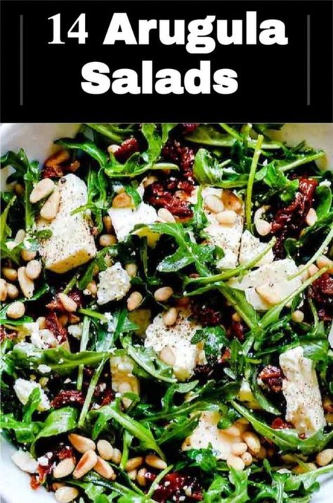 14 of the best healthy list of arugula salad recipes. Spring, summer, fall and winter recipes. Enjoy for lunch or dinner! Add arugula to salads, pizza, soups, pasta, eggs, wraps, nachos, pesto, lasagna, sandwiches, whole grains and roasted vegetables! #arugularecipes, #arugulasalads, #arugulasaladrecipes, #summersalads, #easysalads, #freshsalads, #dinnersalads, #healthyeating, #delicioussalads, Salad Recipes Spring, Best Arugula Salad, Healthy List, Pesto Lasagna, Arugula Recipes, Arugula Salad Recipes, Spring Salad Recipes, Side Salad Recipes, Fresh Salad Recipes