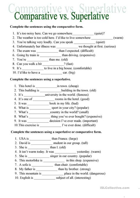 Esl Vocabulary Worksheets, Degree Of Comparison Worksheets, As As Comparative Worksheet, Superlatives Worksheet, Comparatives Worksheet, English Comparatives And Superlatives, Simple Past Worksheet, Comparatives And Superlatives Worksheets, Superlative And Comparative Worksheet