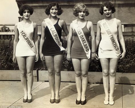 California's 'Beauty Quartette': Louise Heathman, Miss Southern California; Bertha Wiezel,... Olivia De Berardinis, Miss California, California History, Bath Girls, Vintage Swimwear, Miss America, Retro Photo, Swimming Costume, Poses For Photos