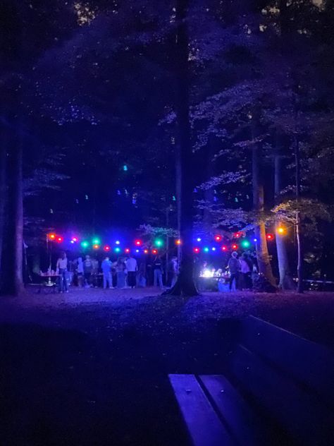 Forest Rave Aesthetic, Wedding After Party Rave, Wedding Rave Party, Forest Party Aesthetic, Rave Painting, Woods Hangout Spot, Rave Party Ideas, Rave Party Decorations, Party In The Woods