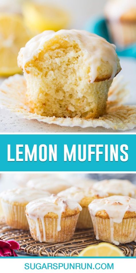 Made with 100% real lemons and no artificial flavors, these lemon muffins are bright and cheery bundles of sunshine. They're so soft and fluffy, and they're topped with an easy two-ingredient glaze. Recipe includes a how-to video! Blueberry Muffins From Scratch, Lemon Muffin Recipes, Baking Fails, Sugar Spun Run, Chocolate Chip Muffin Recipe, Lemon Poppyseed Muffins, Cream Cheese Muffins, Lemon Muffins, Lemon Flavor