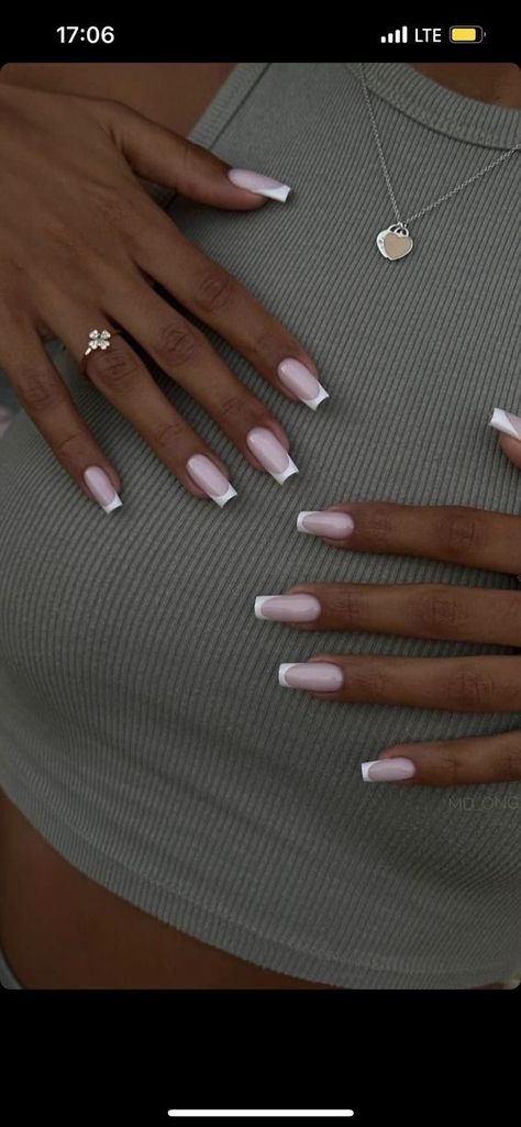 Summer Nails White Design, Summer French Nails 2024, Classic French Nails Square, Nails 2024 French, Vacation French Tip Nails, Ballerina Nails Inspiration, Kim K Nails, French Nails Rosa, Nail French Design