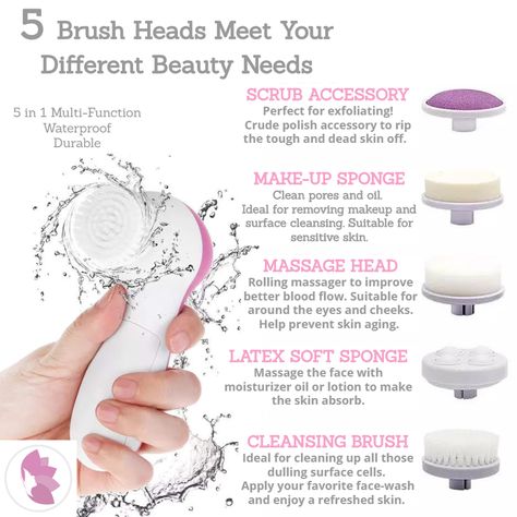 Facial Cleansing Brush How To Use, How To Use A Face Cleansing Brush, Facial Brush Cleanser How To Use, Face Brushing, Makeup Sponge Cleaner, Face Cleanser Brush, Diy Natural Beauty Recipes, Face Cleaning Brush, Face Cleansing Brush