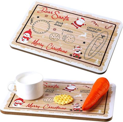 Check out this adorable tray for Santa's cookie and carrots for the reindeer! What a fun idea for those of you with kiddos! Click the link to purchase! :) Santa Christmas Cookies, Santa Cookie Plate, Santa Tray, Message From Santa, Rectangle Plates, Cookies For Santa Plate, Santa Cookie, Wood Plates, Cookie Plate