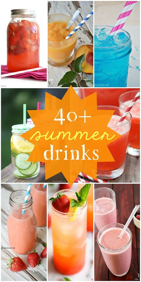 A roundup of 40+ drink recipes that will keep you refreshed in the summer heat! They all look sooo delicious - must see! { lilluna.com } Welcome Drink Ideas, Welcome Drinks, Summer Drink Recipes, Refreshing Summer Drinks, Kid Drinks, Best Salad Recipes, Welcome Drink, Lemonade Recipes, Summer Refreshments