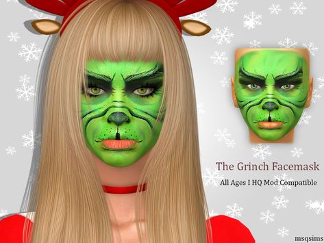 Grinch Costume, Skin Overlay, Grinch Costumes, Sims 4 Download, The Sims 4 Download, Christmas Makeup, Sims Community, The Grinch, Eye Bags