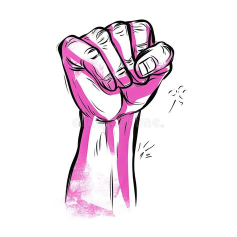 A feminist symbol that has a fist, in the style of light white and magenta. Generative AI stock photos Feminist Symbol, Vector Banner, Light White, Stock Illustration, Stock Photos, White, Quick Saves