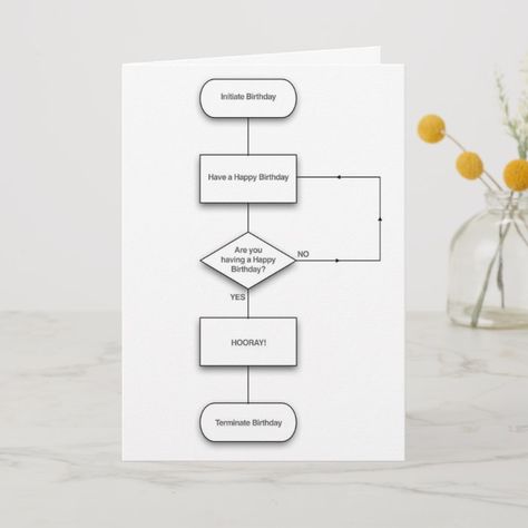 Flowchart Birthday Greeting Card Birthday Cards Nerd Birthday, Birthday Decoration Items, Geek Birthday, Teachers Day Card, Easter Cards Handmade, Greeting Card Birthday, Birthday Postcards, Bday Cards, Cards Greeting