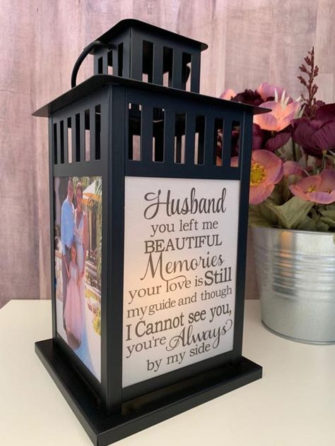 10 Sympathy Gifts for Loss of Husband » Urns | Online Photo Lantern, Candle Memorial, Memory Lantern, Sympathy Candle, Memory Candle, Loss Of Husband, Memorial Lanterns, Pennies From Heaven, Lantern Ideas