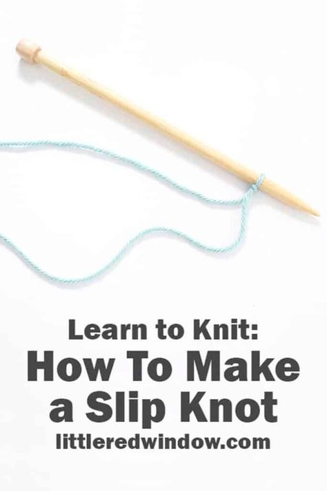 Learn how to make a slip knot to start your knitting or crochet projects! Slip Knot Tutorial, Snood Knitting Pattern, Unique Knitting Patterns, Stranded Knitting Patterns, Knot Tutorial, Cast On Knitting, Kids Knitting Patterns, Learn To Knit, Baby Hat Knitting Pattern