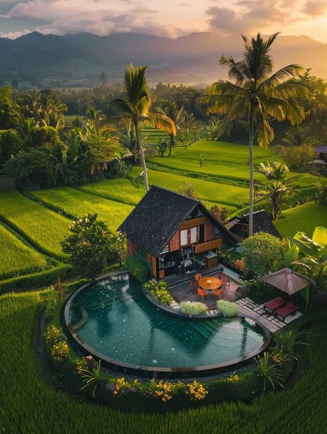 Water Front Home, Farm Resort, Bali Style Home, Hut House, Bamboo House Design, Glamping Resorts, House Interior Design Styles, Farm Layout, House Floor Design