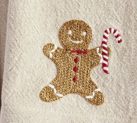 Gingerbread Embroidery, Embroidered Stocking, Christmas Cocktail Party, Hanukkah Decorations, Christmas Cocktail, Embroidered Napkins, Embroidered Christmas, Dream Studio, Christmas Napkins