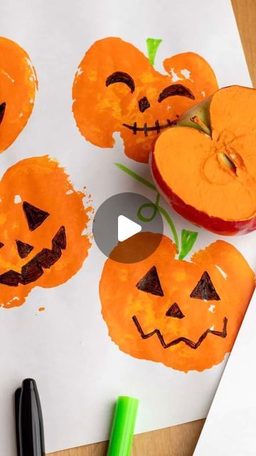 Agnes Hsu on Instagram: "Got a bad apple? 🍎 😆 Make Apple Pumpkin Stamps! 🎃 The kids will love this adorable fall art that takes minutes to set up! Full tutorial and list of materials on my site hellowonderful.co 🧡  #kidsart #kidscrafts #pumpkincrafts #fallcrafts #halloweencrafts" Apple Crafts For Preschool, Pumpkin Carving Ideas For Kids, Pumpkins Preschool, Creative Halloween Decorations, Apple Pumpkin, Apple Craft, Flower Cut Out, Bad Apple, Fall Art