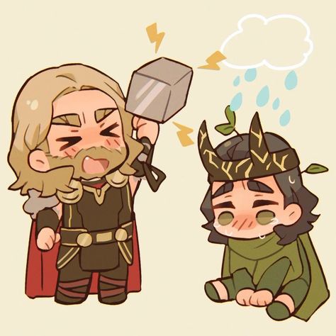 Thor and Loki fanart chibi Thor Loki Fanart, Loki Thor Fanart, Thor X Loki Fanart, Thor And Loki Fan Art, Loki And Thor Fanart, Loki Reference, Loki Fanart Cute, Loki X Thor, Loki Cute