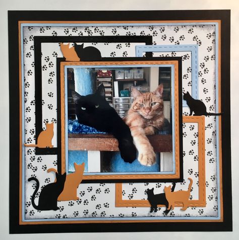 Cat scrapbook layout Fall Wedding Scrapbook Layouts, Cat Scrapbook Layouts, One Photo Scrapbook Layout, Scrapbooking Pets, 8x8 Scrapbook Layouts, Dog Scrapbook Layouts, Cat Scrapbook, Pet Scrapbook Layouts, Scrapbook Planning