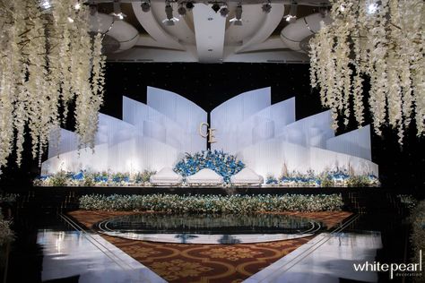 The Ritz-Carlton Jakarta, Pacific Place 2022.03.05 by White Pearl Decoration - 005 Stage Wedding, Stage Designs, Pacific Place, Wedding Stage Design, Wedding Backdrop Design, Pearl Decorations, Wedding Invitation Video, Photo Board, Blue Themed Wedding