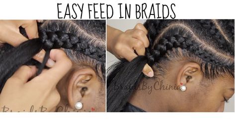 DETAILED Easy Feed In Braid Tutorial [Video] - https://blackhairinformation.com/video-gallery/detailed-easy-feed-braid-tutorial-video/ Braids For Black Women Tutorial, Feed In Braids Cornrows, Afro Cornrows, Man Braids, Hazel Hair, Braided Braids, Feed In Braids, Braids Cornrows, Haircut Styles For Women