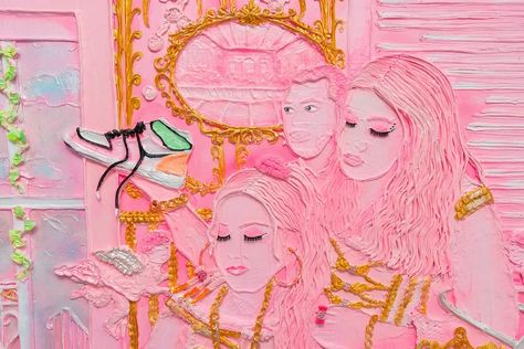 Together Symbol, Rococo Painting, Cherry Nail, Car Pink, Pink Bicycle, Collage Portrait, Visual And Performing Arts, Nail Rhinestones, Chicago Artists