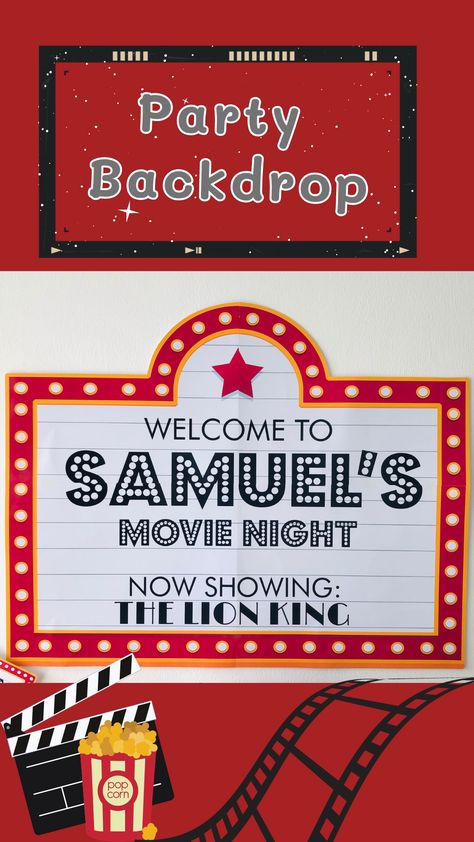 Bobs 2023, Teen Movie Night, Night Party Decor, Night Party Decorations, Movie Night Party Decorations, Cinema Theme, Birthday Movie Night, Diy Movie Night, Movie Theme Birthday Party