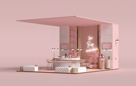 Booth Design for Beauty Co Kuwait on Behance 2xr Design, Nail Salon Interior Design, Nail Salon Interior, Beauty Room Decor, Kiosk Design, Beauty Salon Decor, Exhibition Booth Design, Salon Interior Design, Store Design Interior