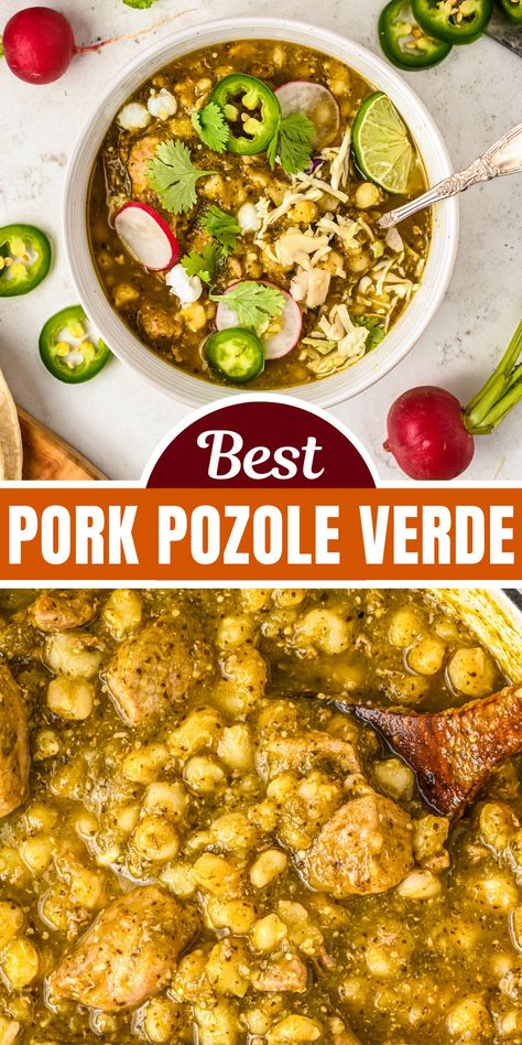 Pork Pozole Recipe, Pork Pozole Verde, Pozole Recipe Pork, Pozole Verde Recipe, Pork Verde, Pork Pozole, Hominy Soup, Pork Posole, Posole Recipe