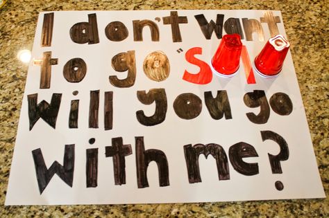 I don't want to go SOLO will you go with me?  Dance invitation Dance Invite Ideas, Dance Invitation, Invite Ideas, Ask Out, Dance With Me, Solo Cup, Going Solo, Do You Remember, The Dance