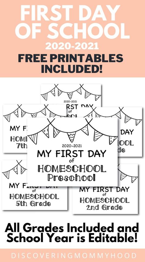 Fun first day of school signs for homeschool are an editable instant download PDF file that is ready to print and take photos of your beautiful children! Free printables included!#firstdayofschool #backtoschool #freeprintable #homeschool Emotions Lesson, Back To School Homeschool, Homeschool Sign, Preschool Activities Ideas, Free School Printables, First Day Of Homeschool, First Day Of School Printable, First Day Of School Signs, Free Homeschool Printables