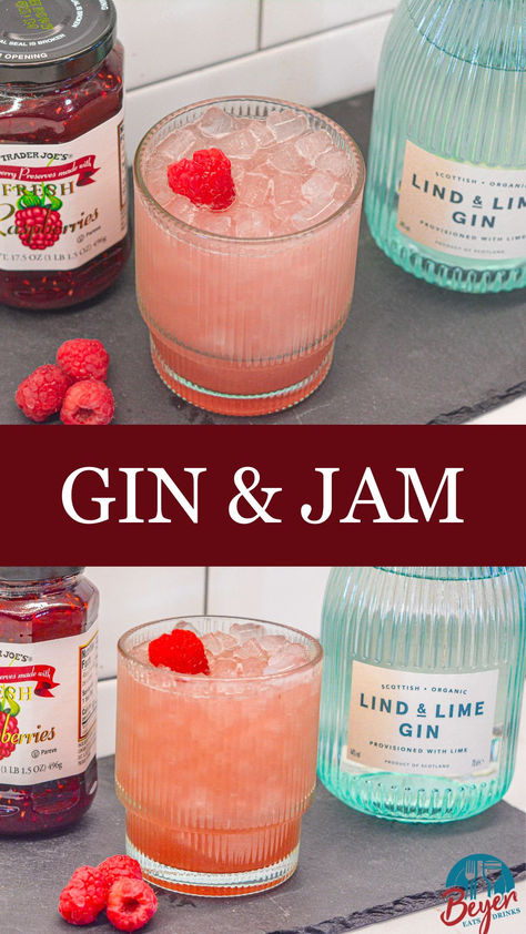 The raspberry gin and jam cocktail is a fruity gin cocktail made with raspberry jam, lemon juice, and your favorite craft gin. Gin And Juice, Gin And Jam, Gin And Jam Cocktail, Gin Jam Cocktail, Gin Cocktails Easy, Gin And Juice Cocktail, Sweet Gin Cocktail Recipes, Raspberry Gin Cocktail, Raspberry Gin