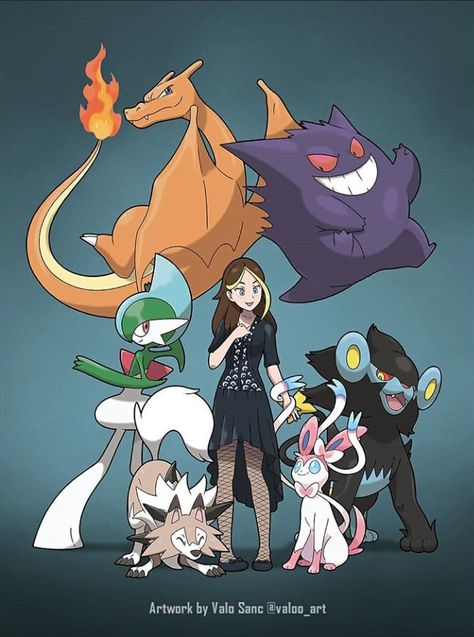 Pokemon Teams Trainers, Pokemon Team Art Oc, My Pokemon Team, Pokemon Friends, Pokemon Illustration, Pokémon Teams, Pokemon Conquest, Pokémon Team, Pokemon Battle