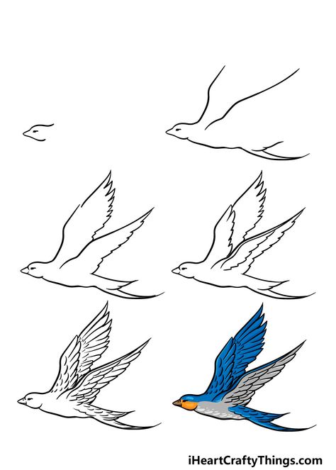 Flying Bird Drawing - How To Draw A Flying Bird Step By Step Simple Bird Flying Drawing, How To Draw Flying Birds, How To Paint Birds Flying Easy, Drawing Birds Tutorial, Bird Tutorial Drawing, How To Draw A Bird Flying, 2 Birds Drawing, Bird Drawings Easy Step By Step, How To Draw A Bird Step By Step