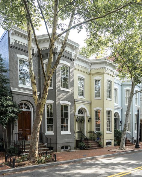 Family House Aesthetic, Georgetown Townhouse, Condo Exterior, Washington Homes, Modern Log Cabins, Townhouse Exterior, Apartments Exterior, Native Gardens, New Urbanism