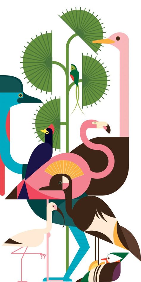 Midcentury Modernist Menagerie | Sketchbook | Zócalo Public Square Birds Graphic Design, Ostrich Art, G Logo Design, Jungle Illustration, Amazing Animal Pictures, Animal Mural, Public Square, Bird Graphic, Happy Earth Day