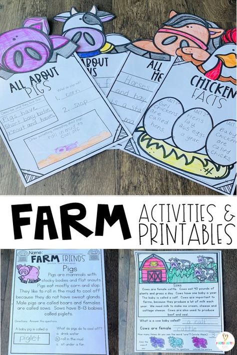 Farm Worksheets, Farm Printables, Kindergarten Blogs, Farm Lessons, March Math, Unit Studies Homeschool, Farm Animal Crafts, Farm Unit, Esl Teaching Resources