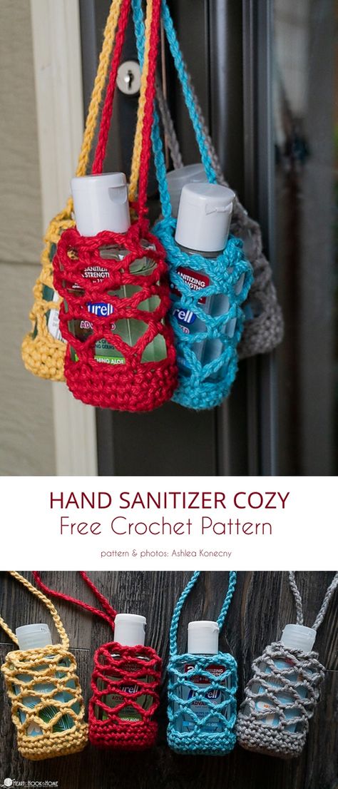 Crochet Bath And Body Works Hand Sanitizer Holder Pattern Free, Crochet Handsanitizer Pouch Free Pattern, Crochet Hand Sanitizer Holder Pattern, Random Crochet, Minecraft Crochet, Crochet Cozies, Crochet Decorations, Vintage Crochet Dresses, Everyday Crafts