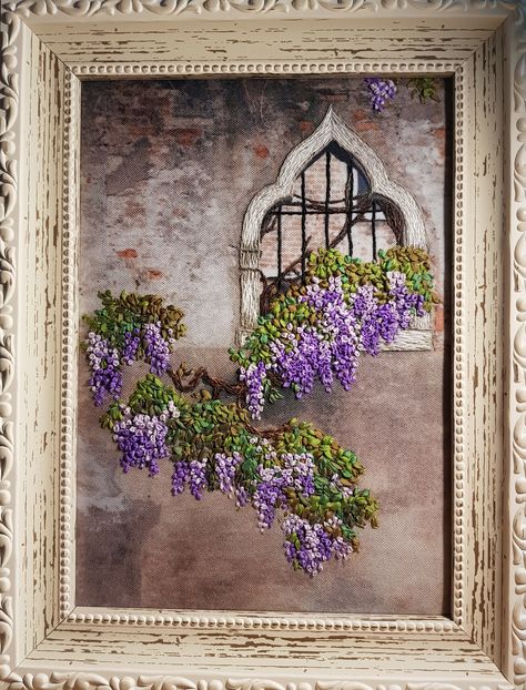 Old Courtyard, Rose Embroidery Pattern, Simple Hand Embroidery Patterns, Floral Embroidery Patterns, Diy Embroidery Patterns, Needlepoint Stitches, Embroidered Gifts, Hand Embroidery Flowers, Learn Embroidery