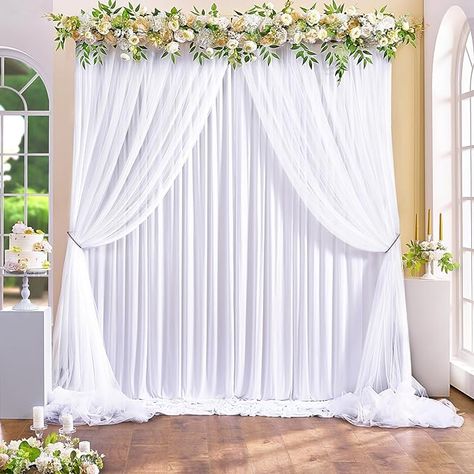 Amazon.com : Wrinkle Free White Tulle Backdrop Curtains for Wedding Fabric Party Decorations Backdrops Curtain Sheer Photo Back Drop Drapes Cloth for Baby Shower Birthday Photography Reception 5ftx10ft, 4 Panels : Electronics White Tulle Backdrop, Bridal Shower Photography, Tulle Backdrop, Backdrop Curtains, Sequin Backdrop, Curtain Backdrops, Tulle Curtains, Photography Decor, Birthday Photography