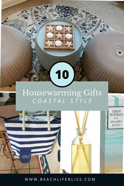 Did someone you love just buy a new house?? Picking out a housewarming gift for your friends, siblings, parents, or whoever it may be is always so fun. Find something that fits their style and will be functional in their new space. Today we are finding some new home gifts for beach lovers! Beach House Housewarming Gift, Beach House Essentials, Beach House Gifts, Beach House Must Haves, Coastal Airbnb, House Gift Ideas, Host Tips, Seaside Apartment, Beach House Gift