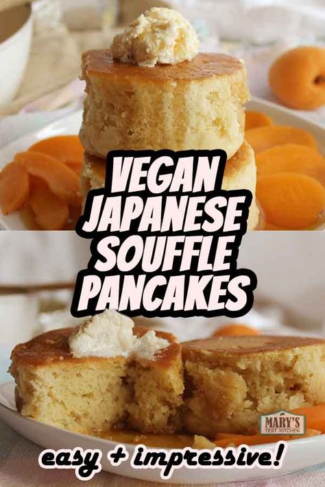 Vegan Souffle, Japanese Souffle Pancakes Recipe, Pancakes Recipe Vegan, Souffle Pancakes Recipe, Japanese Souffle Pancakes, Brunch Vegan, Souffle Pancake, Japanese Vegan, Vegan Lemon Cake