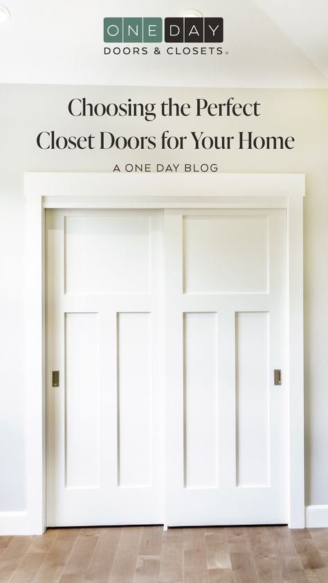 The Ultimate Guide to Choosing the Perfect Closet Doors for Your Home Craftsman Style Closet Doors, Nice Closet Doors, Low Profile Closet Doors, Closet Doors Same Color As Wall, Interesting Closet Doors, Double Pocket Doors Closet, Doors For Wide Closet Opening, Foyer Closet Door Ideas, Best Closet Doors