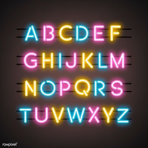 The English Alphabet capital letters vector | free image by rawpixel.com / NingZk V. Neon Art Painting, Rosas Vector, Alphabet Capital Letters, Neon Signs Quotes, Yearbook Covers, Light Font, Neon Sign Art, Letter Vector, Light Letters