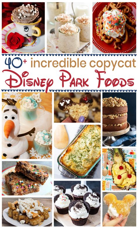 40+ Incredible Copycat Recipes from Disney Parks - For the Love of Food Disney Dessert Recipes, Disney Inspired Recipes, Disney Themed Food, Disney Dishes, Disney Inspired Food, Disney Desserts, Disney Dinner, Food Park, Disneyland Food